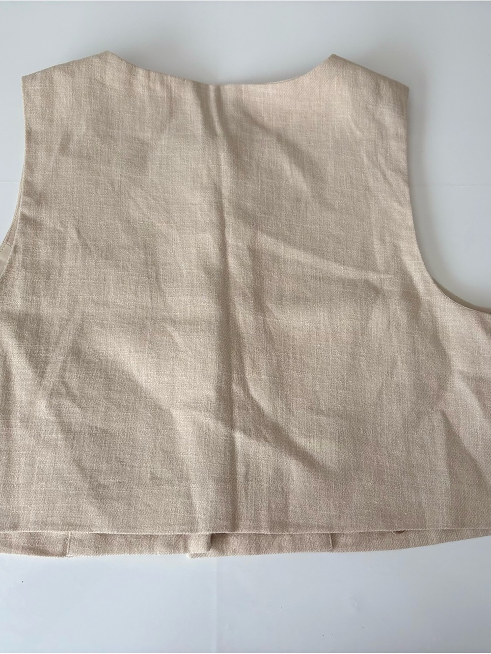 Mable Linen Blend Matching Set Shorts & Button Front Crop Top Neutral L - Picture 6 of 9